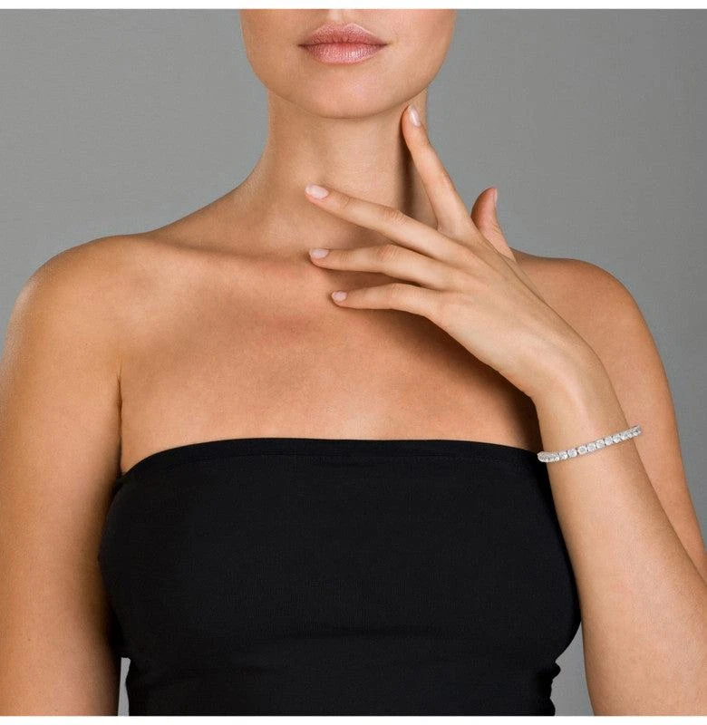 商品Rachel Glauber|White Gold Plated Tennis Bracelet with 5mm Cubic Zirconia,价格¥417,第2张图片详细描述