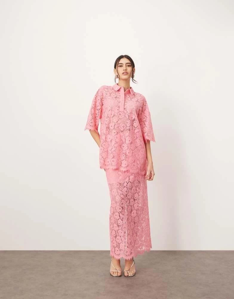 商品ARRANGE|ARRANGE lace pencil skirt co-ord in pink,价格¥982,第1张图片