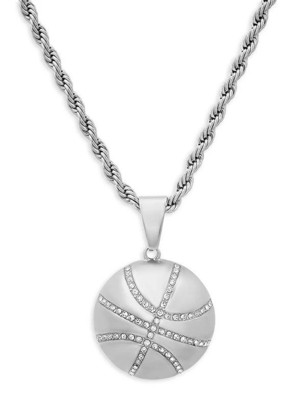 商品Anthony Jacobs|Stainless Steel & Simulated Diamond Basketball Pendant Necklace,价格¥463,第1张图片