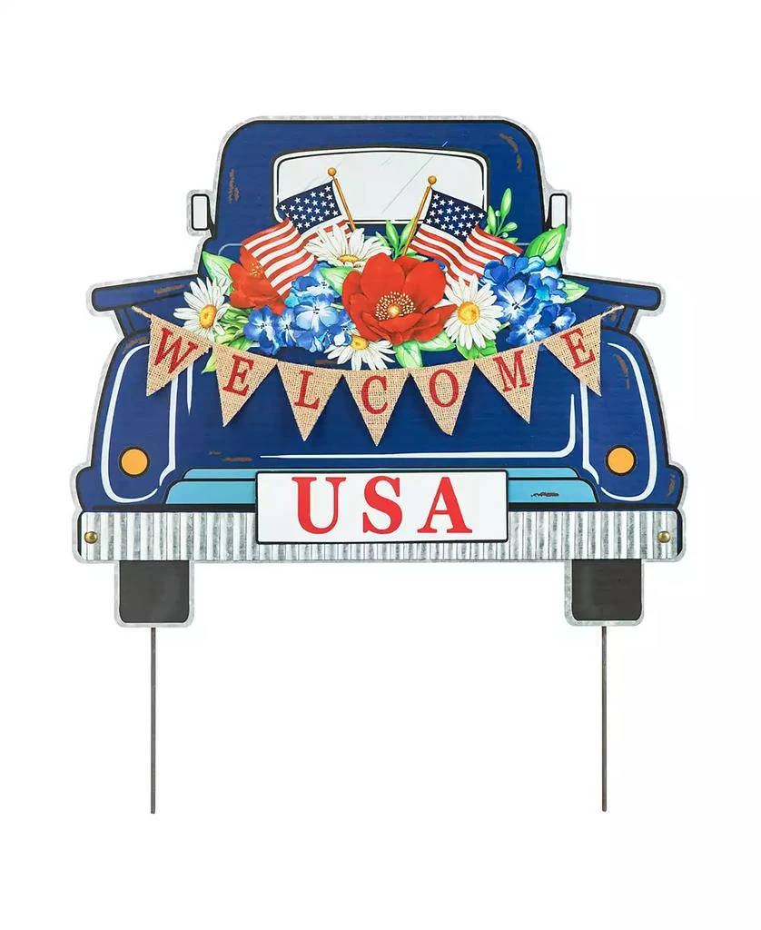 商品Glitzhome|26" H Patriotic, Americana Metal Truck Yard Stake or Wall Decor or Standing Decor,价格¥335,第1张图片