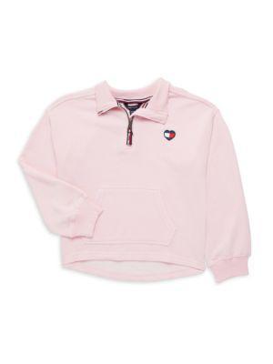 商品Tommy Hilfiger|Girl's Logo Half Zip Pullover,价格¥178,第1张图片