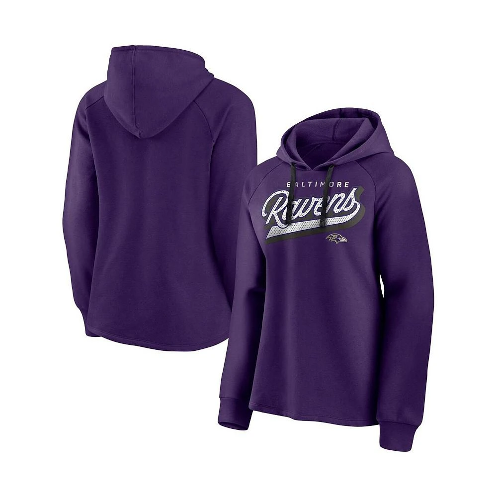 商品Fanatics|Women's Branded Purple Baltimore Ravens First Contact Raglan Pullover Hoodie,价格¥492,第2张图片详细描述