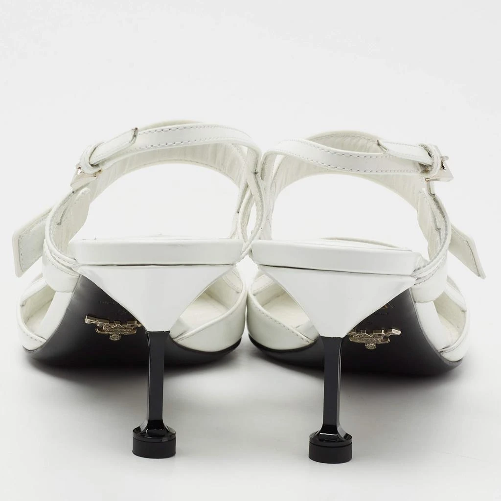 商品[二手商品] Prada|Prada White Leather and Rubber Pointed Toe Slingback Pumps Size 39,价格¥3271,第5张图片详细描述