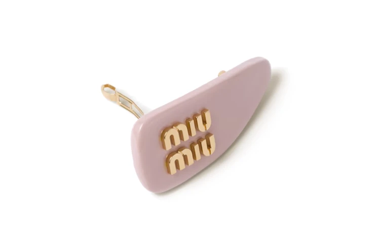 商品[国内直发] Miu Miu|缪缪 漆皮 皮革 发夹 女款 粉色,价格¥6215,第3张图片详细描述