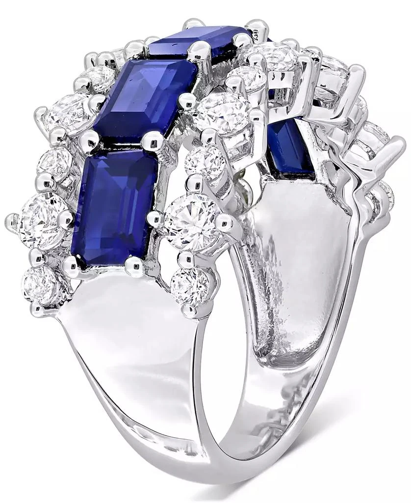 商品Macy's|Lab-Grown Blue Sapphire (4-5/8 ct. t.w.) & Lab-Grown White Sapphire (2-1/10 ct. t.w.) Three Row Ring in Sterling Silver,价格¥842,第4张图片详细描述