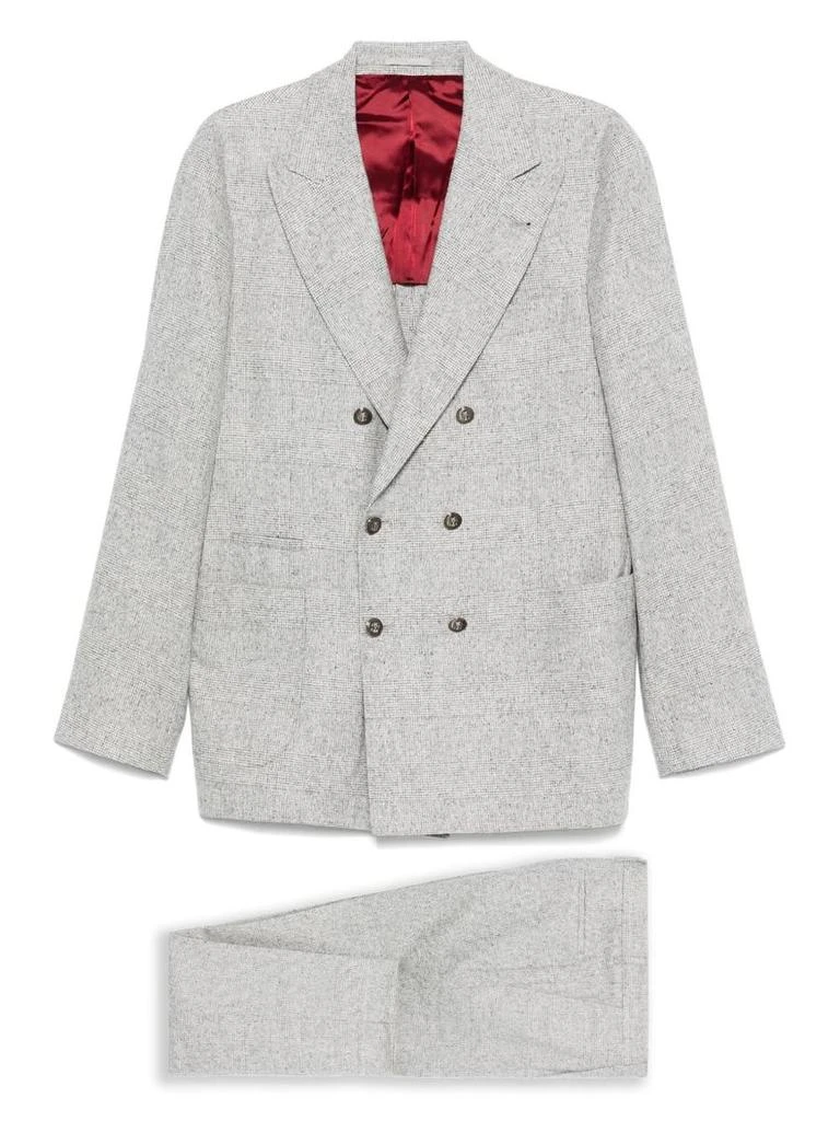 商品Brunello Cucinelli|Brunello Cucinelli Wool And Silk Double-Breasted Suit,价格¥25539,第1张图片