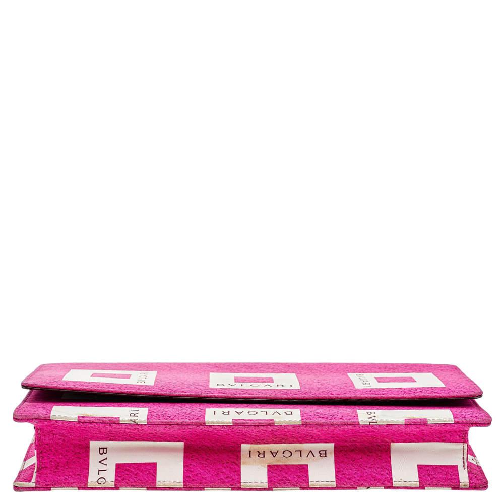 Bvlgari Pink/White Logo Print Fabric Clutch商品第6张图片规格展示