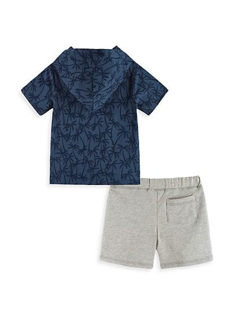 Baby Boy's Palms Surfboard Hooded T-Shirt Set & Shorts Set商品第2张图片规格展示