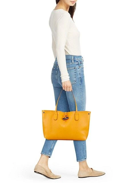 商品Longchamp|Medium Roseau Essential Leather Tote,价格¥1807,第3张图片详细描述