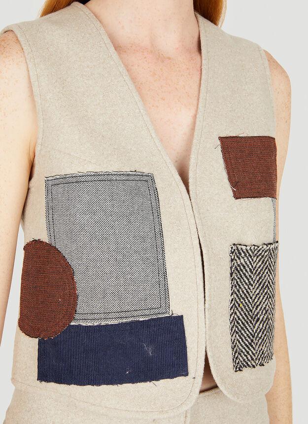 Patchwork Gilet in Beige商品第5张图片规格展示