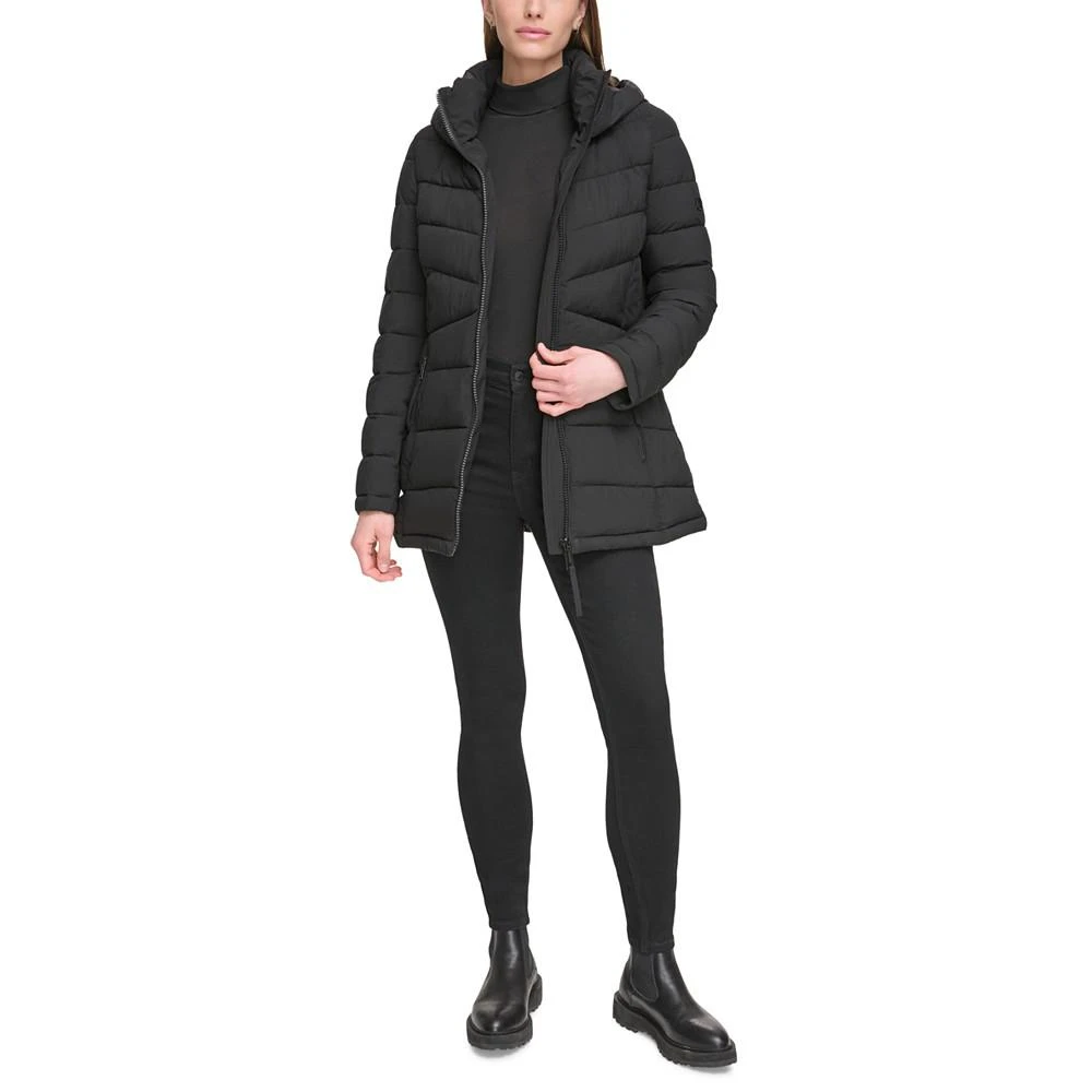 商品Calvin Klein|Women's Stretch Hooded Puffer Coat, Created for Macy's,价格¥639,第4张图片详细描述