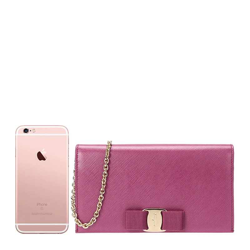 Salvatore Ferragamo 菲拉格慕 女士梅红色牛皮蝴蝶结单肩斜挎包 22-B850-0656958 商品