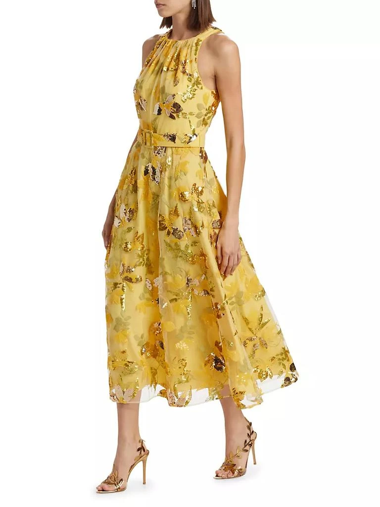 商品Badgley Mischka|Floral Sequin Belted Cocktail Dress,价格¥4464,第4张图片详细描述