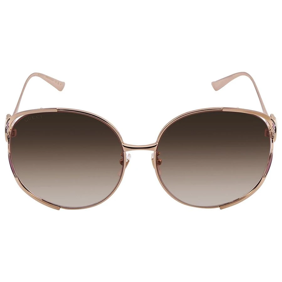 商品Gucci|Brown Gradient Oval Ladies Sunglasses GG0225S 007 63,价格¥1975,第1张图片