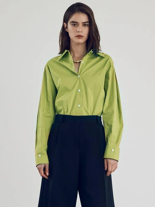 商品NUVO.10|Pin Tuck Sleeve Cotton Shirt Blouse,价格¥949,第2张图片详细描述