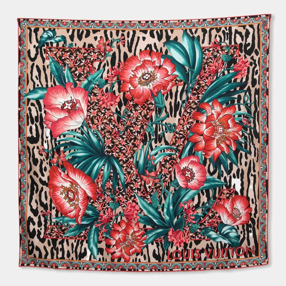 商品[二手商品] Louis Vuitton|Louis Vuitton Multicolor Jungle Fever Silk Square Scarf,价格¥3140,第1张图片