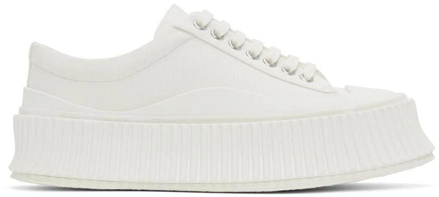 商品Jil Sander|White Canvas Platform Sneakers,价格¥1573,第1张图片