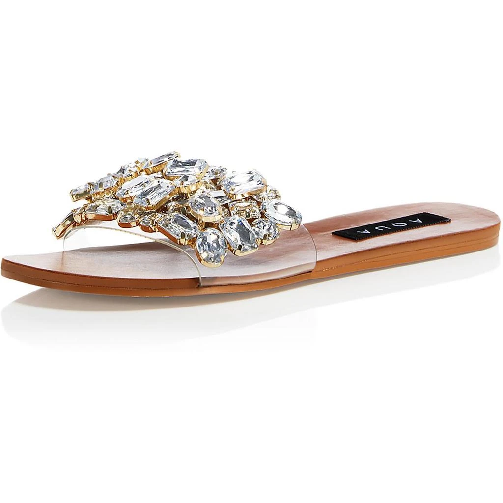 商品AQUA|Aqua Womens Paris Rhinestone Flat Slide Sandals,价格¥177,第1张图片