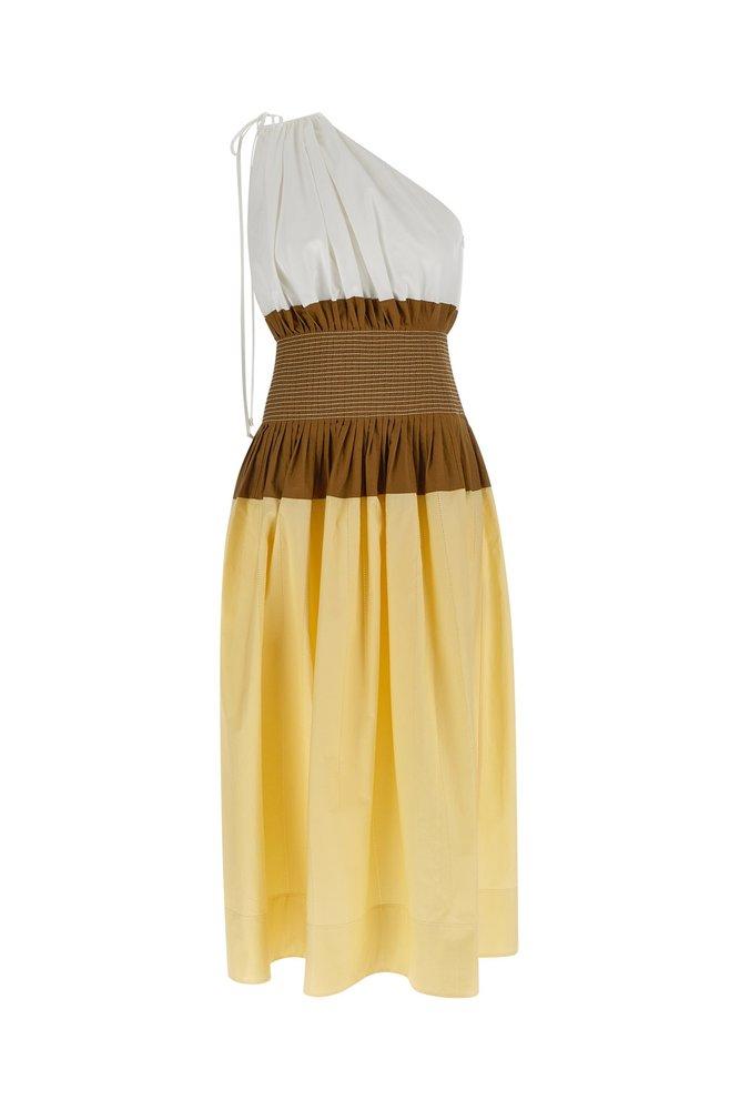 Tory Burch Colorblock One-Shoulder Dress商品第1张图片规格展示