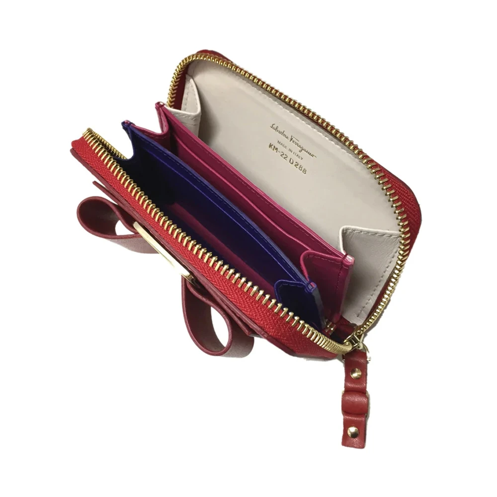 SALVATORE FERRAGAMO 女士红色蝴蝶结皮革卡片包 22-D288-691276 商品