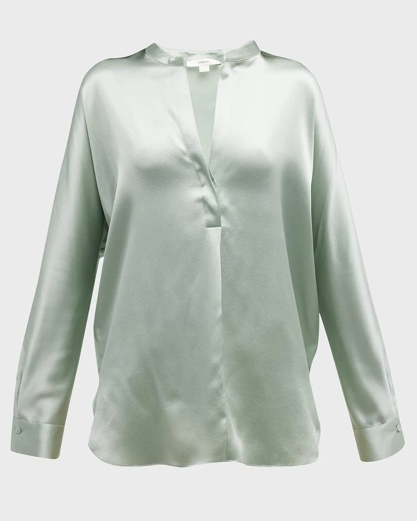 商品Vince|Band Collar Popover Silk Blouse,价格¥1230,第3张图片详细描述