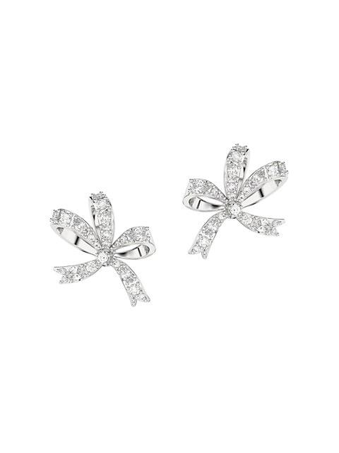 Volta Rhodium-Plated & Crystal Bow Stud Earrings商品第1张图片规格展示