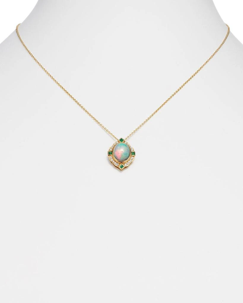 Ethiopian Opal, Emerald & Diamond Pendant Necklace in 14K Yellow Gold, 18" - Exclusive 商品