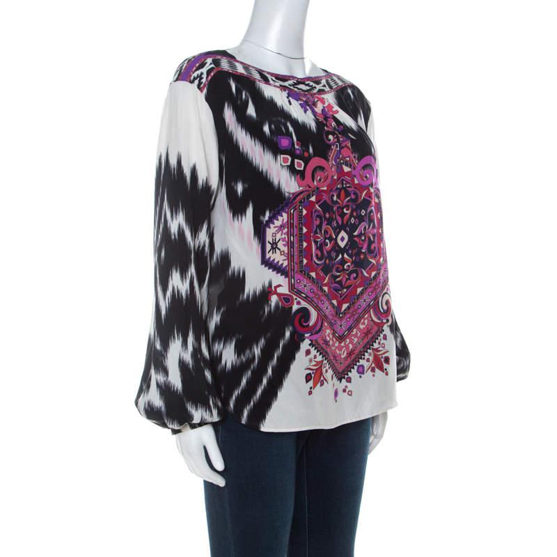 Emilio Pucci Multicolor Printed Silk Blouse M商品第2张图片规格展示