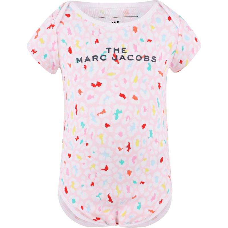 Colorful leopard print logo bodysuit and baby cap set in pink商品第2张图片规格展示