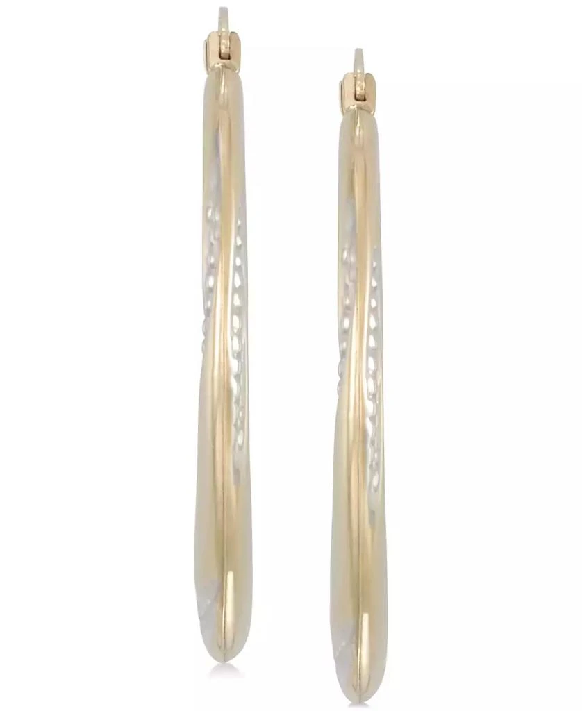 商品Macy's|Two-Tone Polished & Textured Hoop Earrings in 10k Gold & White Gold,价格¥1122,第3张图片详细描述