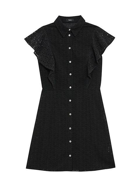 商品Theory|Nova Eyelet Ruffle Sleeve Shirtdress,价格¥1166,第3张图片详细描述