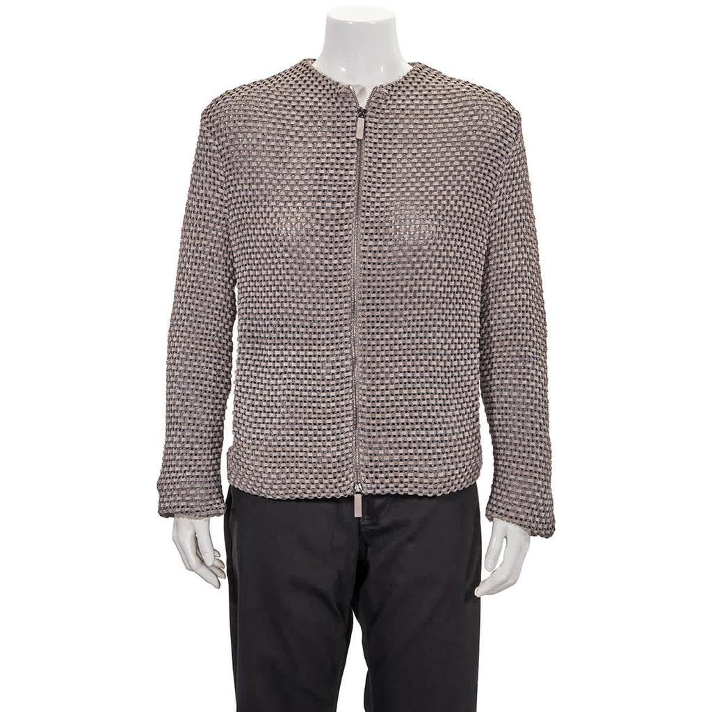 商品Emporio Armani|Emporio Armani Grey Knit-Jacquard Jacket, Brand Size 48 (US Size 14),价格¥2854,第1张图片