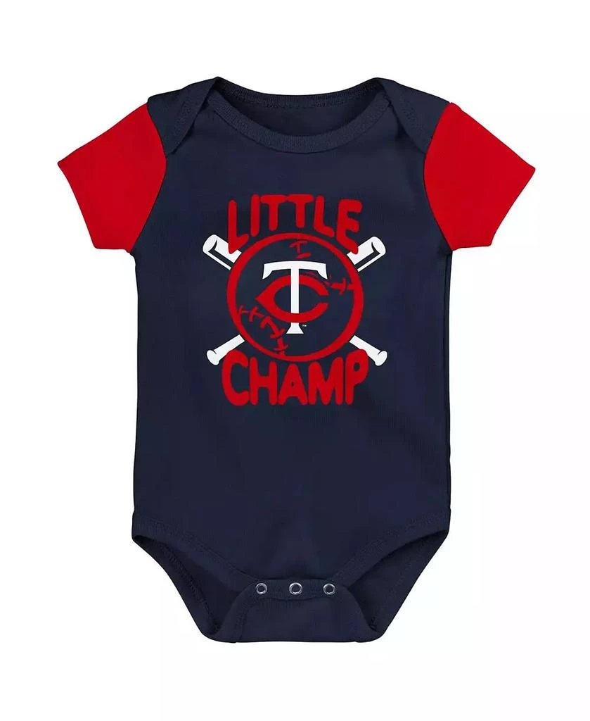 商品Outerstuff|Baby Boys and Girls Navy, Red Minnesota Twins Little Champ Three-Pack Bodysuit Bib and Booties Set,价格¥232,第2张图片详细描述