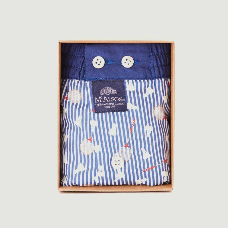 商品Mc Alson|Badminton printed cotton striped shorts Blue MC ALSON,价格¥326,第2张图片详细描述