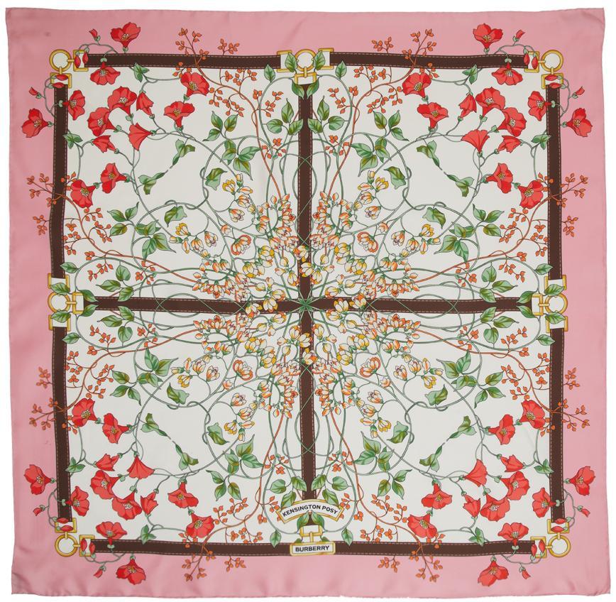 商品Burberry|Pink Silk Floral Scarf,价格¥3351,第1张图片