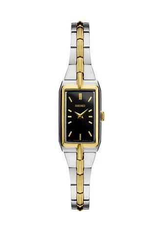 商品Seiko|Two Tone Sterling Silver Black Dial Watch,价格¥1648,第1张图片