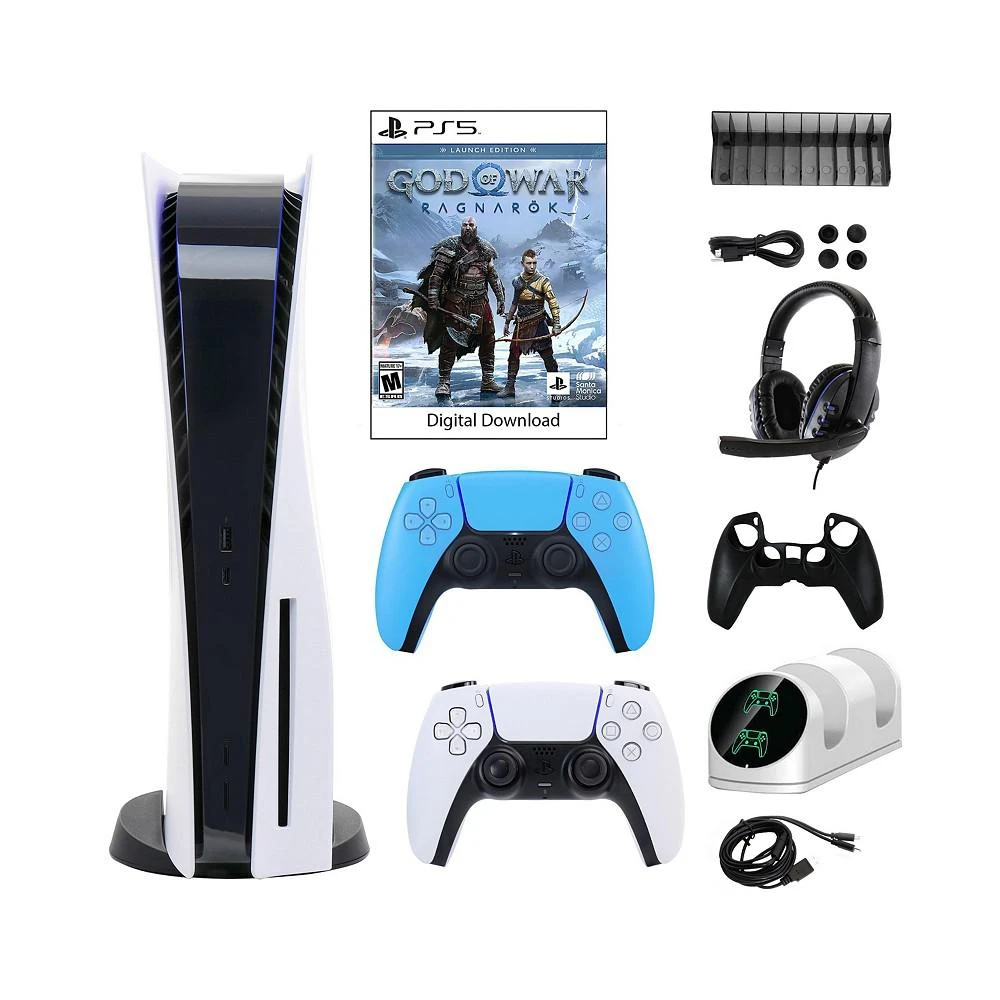 商品Playstation|Sony 5 Core Console with God of War: Ragnarok with Accessories and DualSense Controller in Starlight Blue,价格¥5958,第1张图片