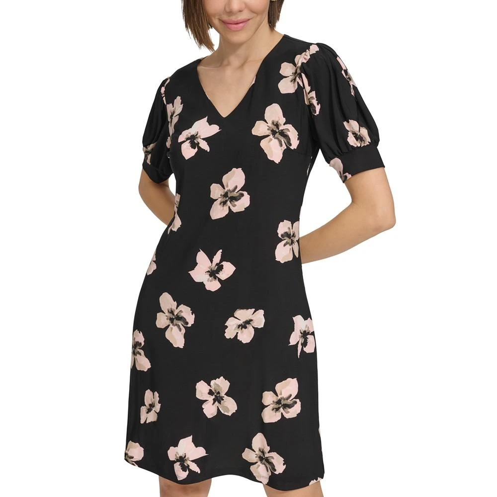 商品Tommy Hilfiger|Women's Floral V-Neck Puff-Sleeve Dress,价格¥547,第3张图片详细描述
