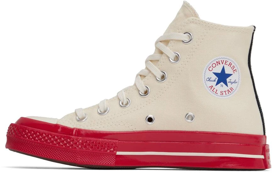 商品Comme des Garcons|Off-White & Red Converse Edition PLAY Chuck 70 High-Top Sneakers,价格¥1104,第3张图片详细描述