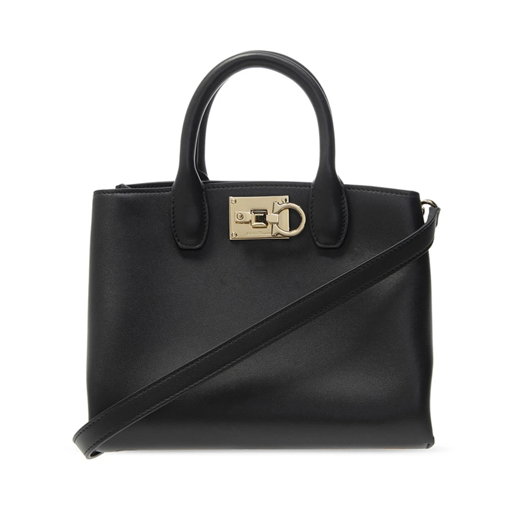 商品[国内直发] Salvatore Ferragamo|SALVATORE FERRAGAMO 女士黑色皮革手提包 21-H288-720238,价格¥9047,第1张图片