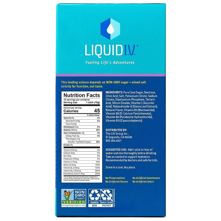 商品Liquid I.V.|Hydration Multiplier - Hydration Powder Packets Concord Grape,价格¥150,第3张图片详细描述