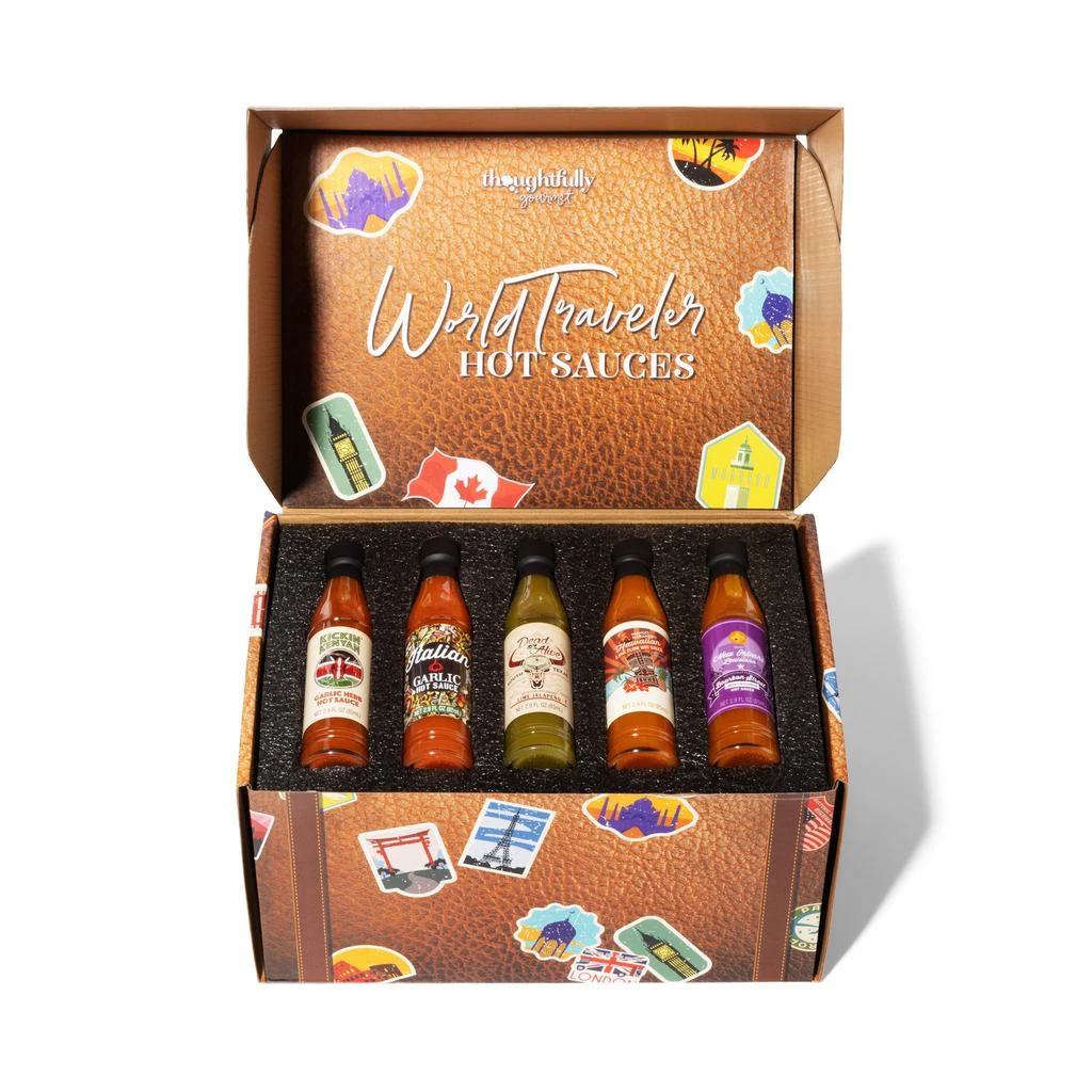 商品Thoughtfully|Gourmet, World Traveler Suitcase Hot Sauce Gift Set, Set of 15,价格¥402,第5张图片详细描述