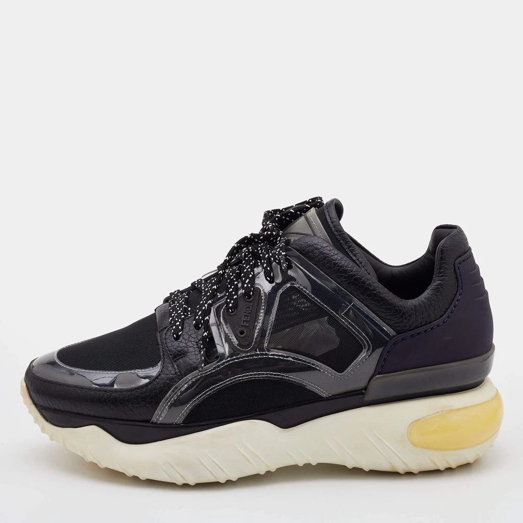 商品[二手商品] Fendi|Fendi Black Mesh and Leather Fancy Sneakers Size 38,价格¥1126,第1张图片