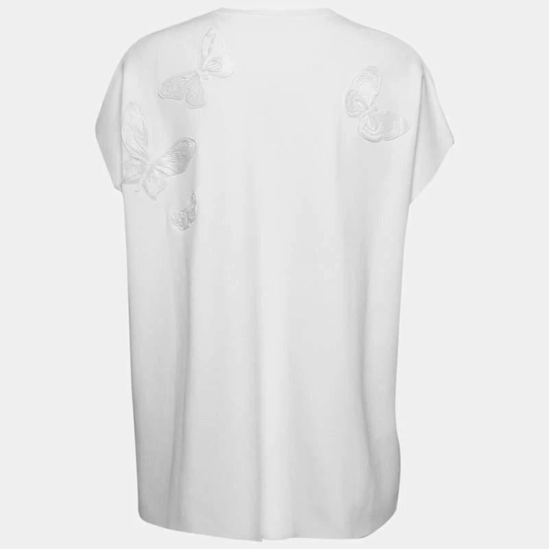 商品[二手商品] Valentino|Valentino White Stretch Knit Butterfly Bead Embroidered Top L,价格¥1021,第2张图片详细描述