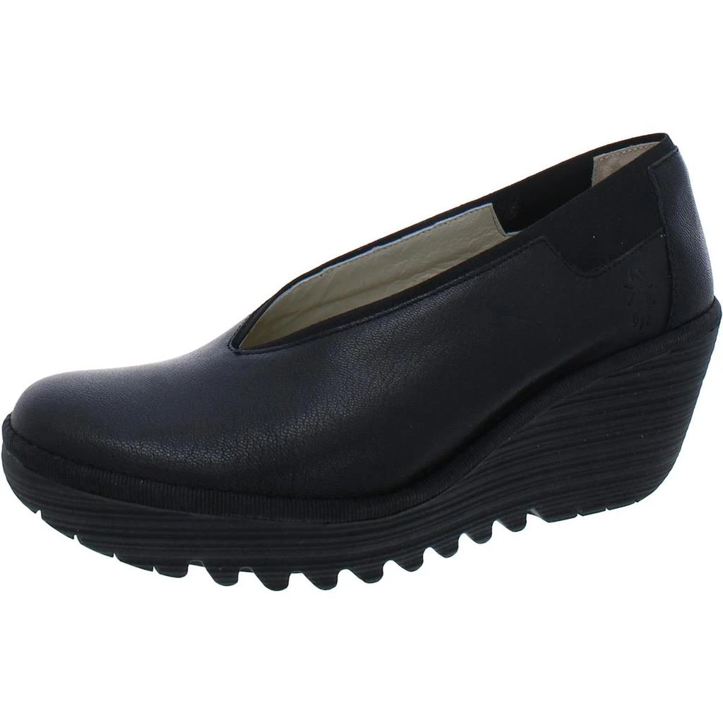 商品FLY London|FLY London Womens Yoza Leather Slip-On Wedge Heels,价格¥948,第1张图片