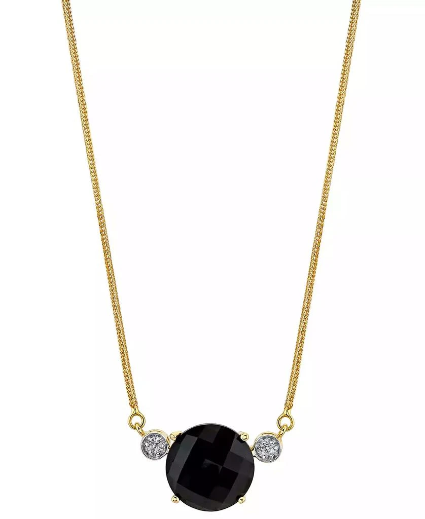 商品Macy's|Onyx & Diamond Accent 16" Pendant Necklace in 14k Gold,价格¥3058,第1张图片