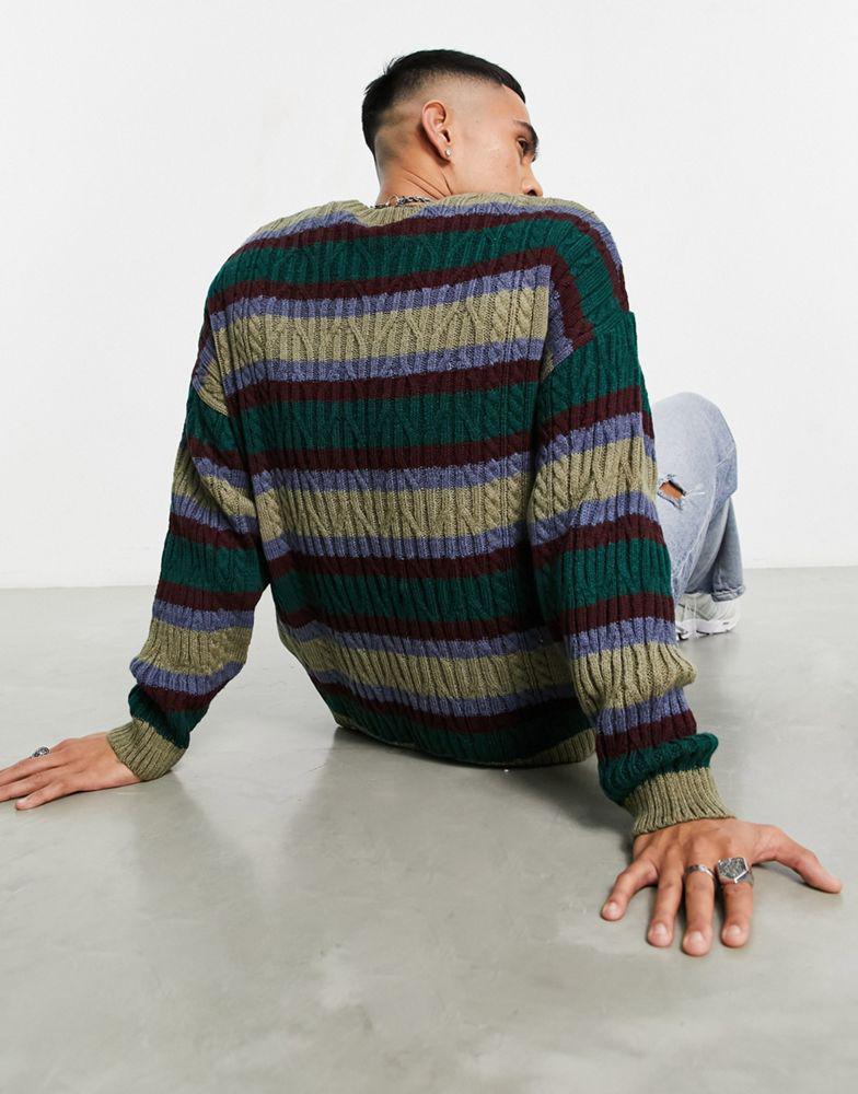 ASOS DESIGN knitted  jumper in fluffy multi stripe商品第2张图片规格展示