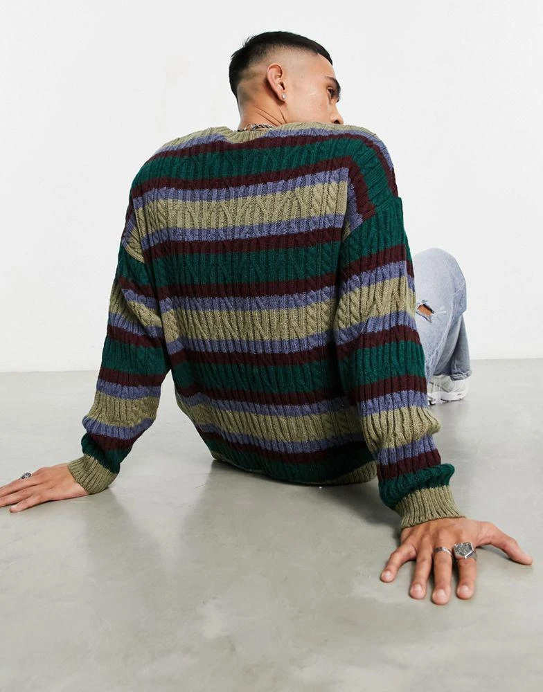 商品ASOS|ASOS DESIGN knitted  jumper in fluffy multi stripe,价格¥178,第2张图片详细描述