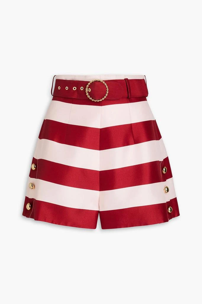 ZIMMERMANN | Belted striped silk-satin shorts