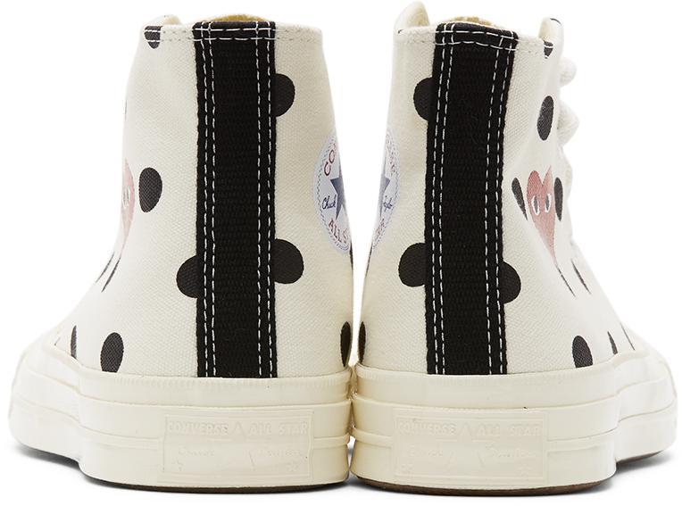 商品Comme des Garcons|White Converse Edition Polka Dot Heart Chuck 70 High Sneakers,价格¥1139,第6张图片详细描述